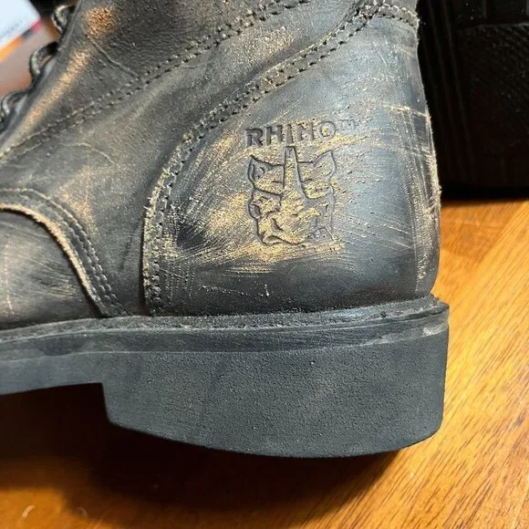 Rhino Distressed Leather Lace Up Packer Boots US 8 Grunge Hobo Combat Western